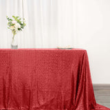 90 inch x 132 inch Red Premium Sequin Rectangle Tablecloth