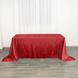 90 inch x 132 inch Red Premium Sequin Rectangle Tablecloth