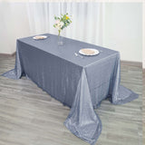 90inch x 132inch Dusty Blue Premium Sequin Rectangle Tablecloth