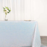 90Inchx132Inch Iridescent Blue Premium Sequin Rectangle Tablecloth