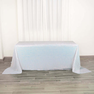 Create an Unforgettable Ambiance with the Iridescent Blue Sequin Tablecloth