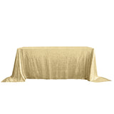 90 inch x 132 inch Champagne Premium Sequin Rectangle Tablecloth