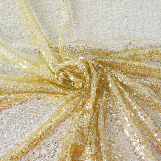 Add a Touch of Luxury with the 90"x132" Champagne Seamless Premium Sequin Rectangle Tablecloth