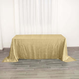 90 inch x 132 inch Champagne Premium Sequin Rectangle Tablecloth