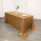 90 inch x 132 inch Gold Premium Sequin Rectangle Tablecloth