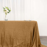 90 inch x 132 inch Gold Premium Sequin Rectangle Tablecloth