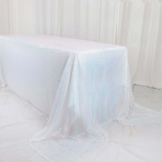 Unleash the Elegance with the Iridescent Blue Sequin Rectangle Tablecloth