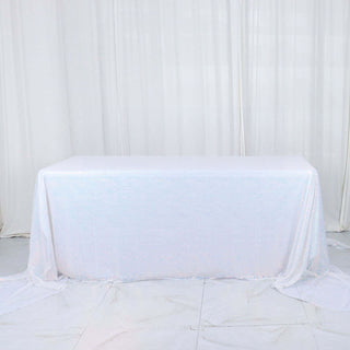 Create an Unforgettable Experience with the Iridescent Blue Sequin Rectangle Tablecloth