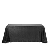 90x156" Black Premium Sequin Rectangle Tablecloth