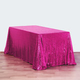 90"x156" Fuchsia Premium Sequin Rectangle Tablecloth