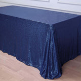 90x156" Navy Blue Premium Sequin Rectangle Tablecloth