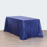 90x156" Navy Blue Premium Sequin Rectangle Tablecloth