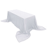 90x156" White Premium Sequin Rectangle Tablecloth