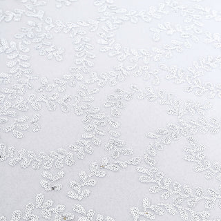 Create Unforgettable Events with the Silver Sequin Leaf Embroidered Tulle Round Tablecloth