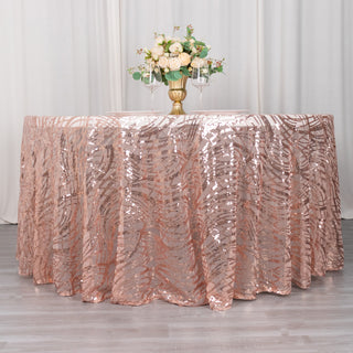 Elevate Your Event with the Rose Gold Wave Mesh Round Tablecloth