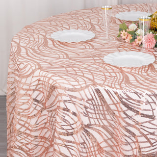 Create Unforgettable Moments with the Rose Gold Wave Mesh Round Tablecloth