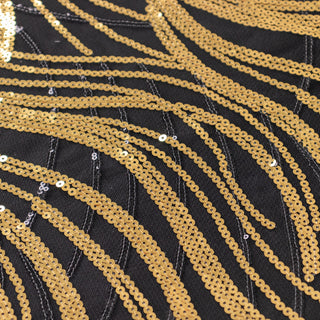 Create a Luxurious and Cohesive Look with the Black Gold Wave Mesh Round Tablecloth