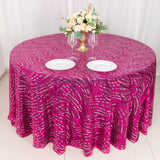 120inch Fuchsia Silver Wave Mesh Round Tablecloth With Embroidered Sequins
