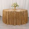 120inch Gold Wave Mesh Round Tablecloth With Embroidered Sequins