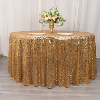 Elevate Your Tablescapes with the Gold Wave Mesh Round Tablecloth