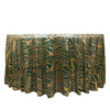120inch Hunter Emerald Green Gold Wave Mesh Round Tablecloth With Embroidered Sequins