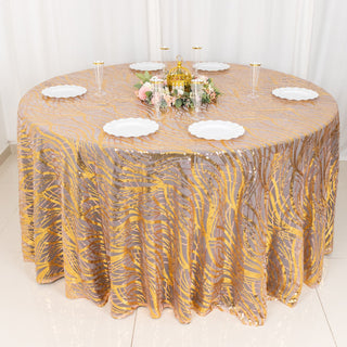 Add a Touch of Luxury with the Rose Gold Wave Mesh Round Tablecloth