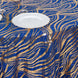 120inch Royal Blue Gold Wave Mesh Round Tablecloth With Embroidered Sequins