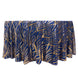 120inch Royal Blue Gold Wave Mesh Round Tablecloth With Embroidered Sequins