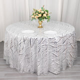 Make a Statement with the Silver Wave Mesh Round Tablecloth