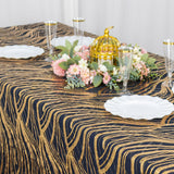 90x156inch Black Gold Wave Mesh Rectangular Tablecloth With Embroidered Sequins