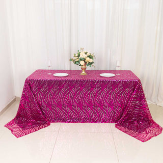 Elevate Your Tablescapes with the Fuchsia Silver Wave Mesh Tablecloth