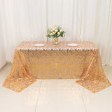 Elevate Your Event with the Rose Gold Wave Mesh Rectangular Tablecloth