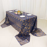 Make a Statement with the Royal Blue Gold Wave Mesh Tablecloth