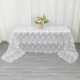 Elevate Your Tablescapes with the White Black Wave Mesh Tablecloth