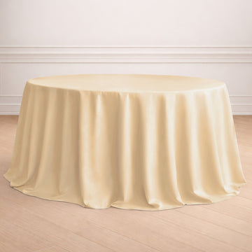 Polyester 132" Round Tablecloth Beige - Seamless Chic Table Cover