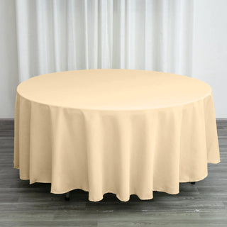 Beige Polyester Round Tablecloth