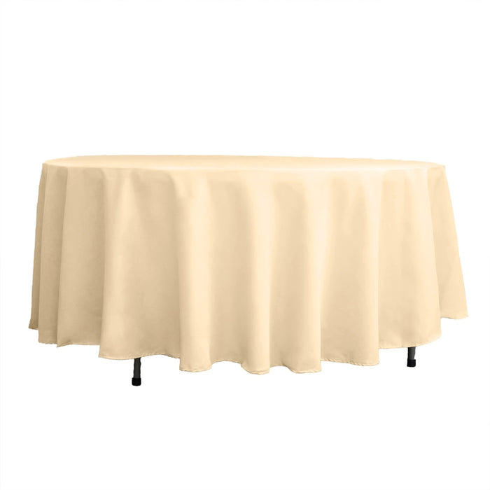 108" Beige Polyester Round Tablecloth