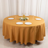 108" Gold Premium Polyester Round Tablecloth - 220GSM