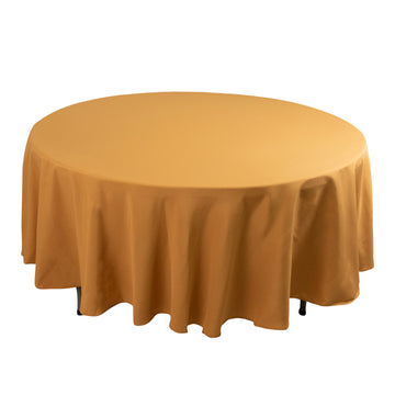 108" Gold Seamless Premium Polyester Round Tablecloth - 220GSM