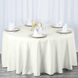 108inch Ivory 190 GSM Seamless Premium Polyester Round Tablecloth