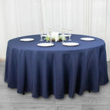 Elevate Your Event with the Navy Blue Seamless Premium Polyester Round Tablecloth