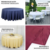108inches Blush Rose Gold 200 GSM Seamless Premium Polyester Round Tablecloth
