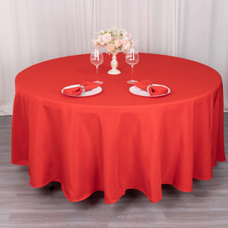 Enhance Your Event Decor with the Vibrant Red Seamless Premium Polyester Round Tablecloth