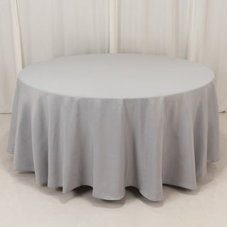 <h3 style="margin-left:0px;"><strong>Beautiful Silver Premium Polyester Round Tablecloth</strong>