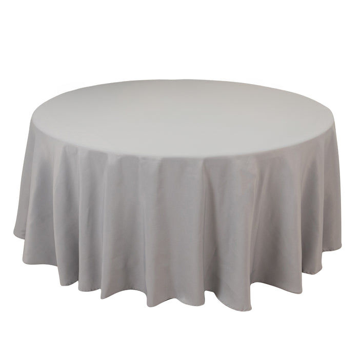 Silver Seamless Premium Polyester Round Tablecloth