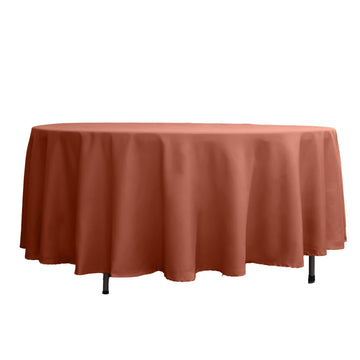 Polyester 108" Round Tablecloth Terracotta (Rust) - Wrinkle-Resistant Table Cover