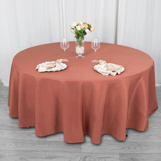 Elevate Your Event with the Terracotta (Rust) Premium Polyester Round Tablecloth