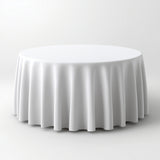 108" White Polyester Round Tablecloth