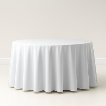 Premium Polyester 108" Round Tablecloth White - Wrinkle-Resistant 220GSM Table Cover for Weddings & Events