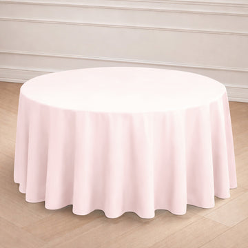 Polyester 120" Round Tablecloth Blush - Seamless Wrinkle-Resistant Table Cover